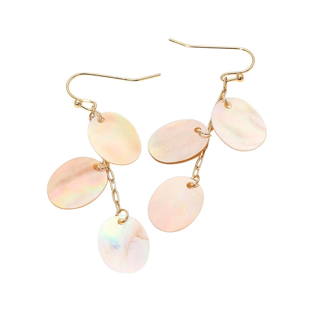 Multi Mother of Pearl Shell Disc Drop Earrings