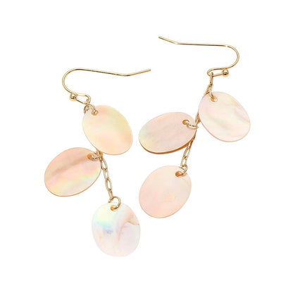 Multi Mother of Pearl Shell Disc Drop Earrings