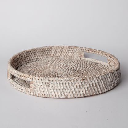 Round Rattan Decorative Tray