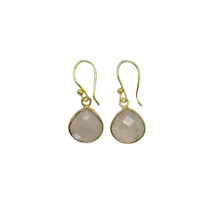 Gold Plated Rose Quartz Earrings