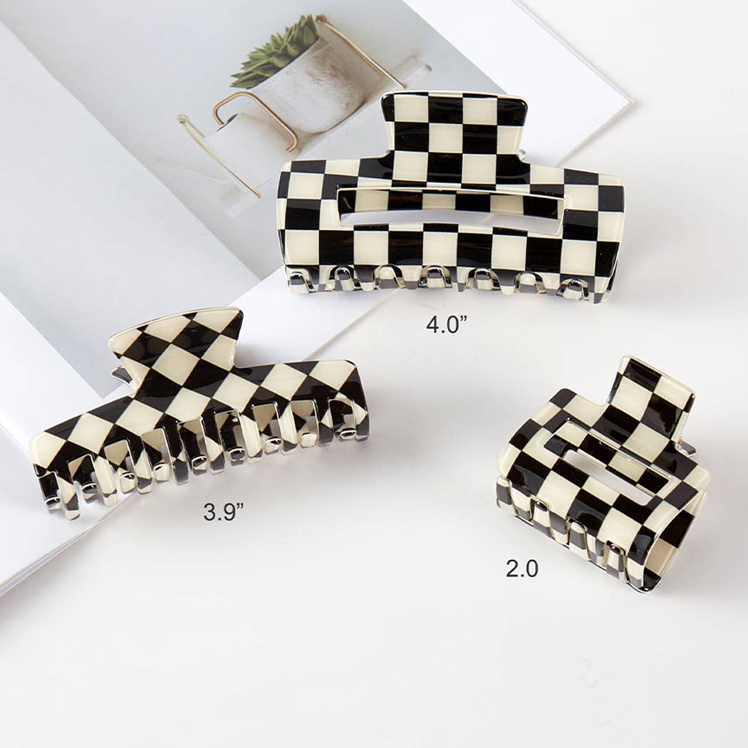 Checkered Hair Clip Claw Set