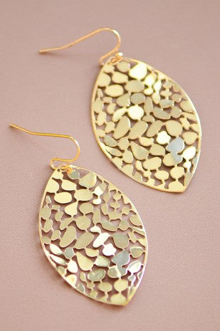 Gold Plated Metal Leaf Drop Earrings