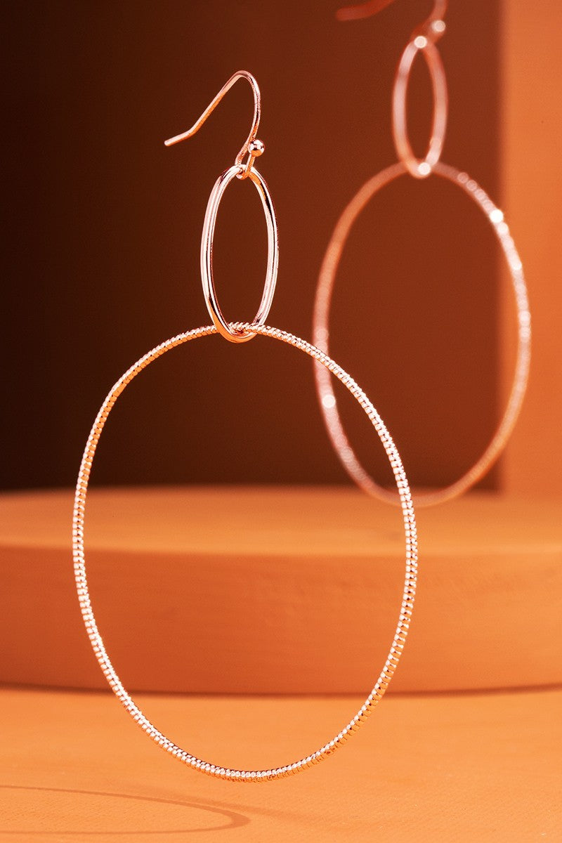 Rose Gold Metal Ring Hook Earrings