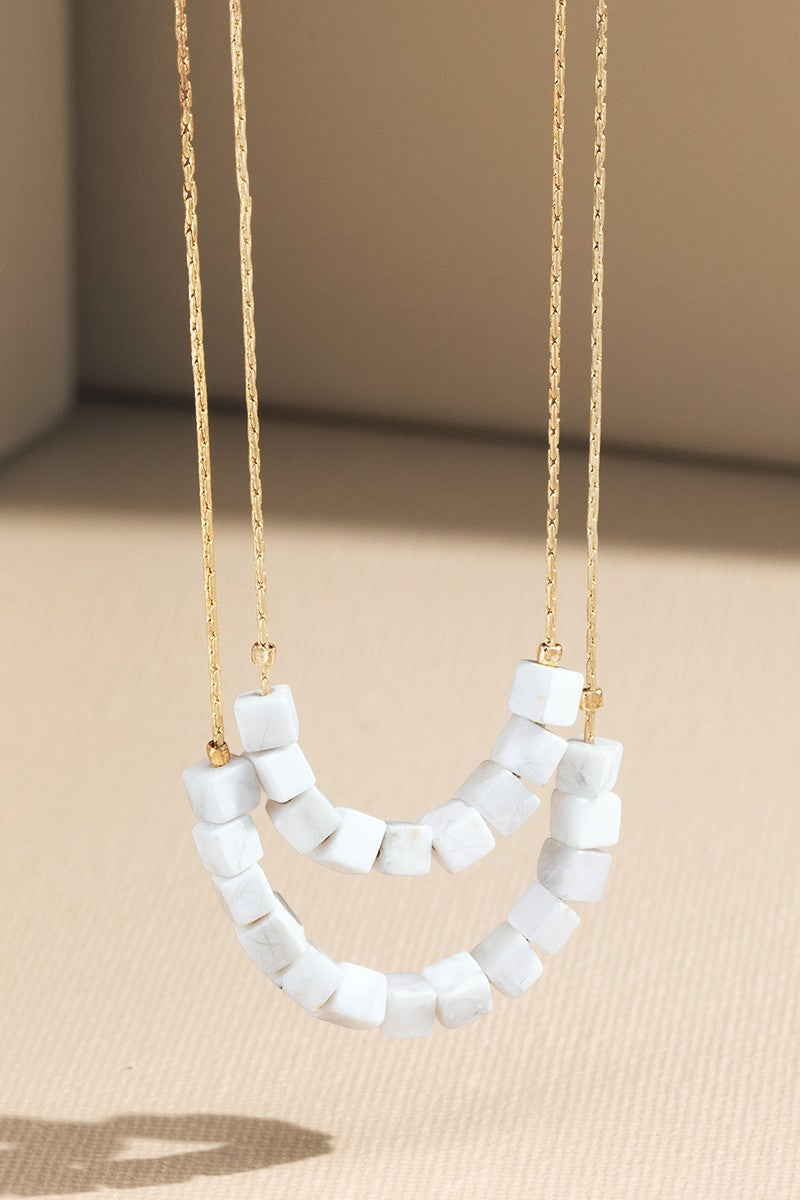 Cube Natural Stone Necklace