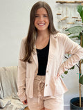 Almond Linen Stripe Blazer