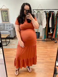 Rust Butter Soft Tiered Midi Dress