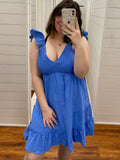 Capri Blue Ruffled Smocked Dress