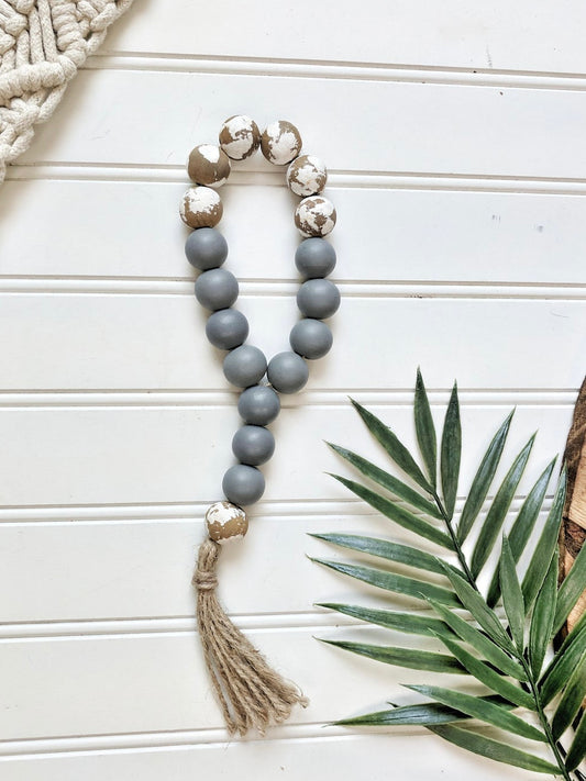 Gray and Chippy White  Bead Loop - Terra Cottage