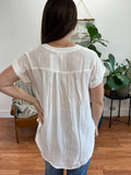 Off White Rolled Sleeve Woven Top