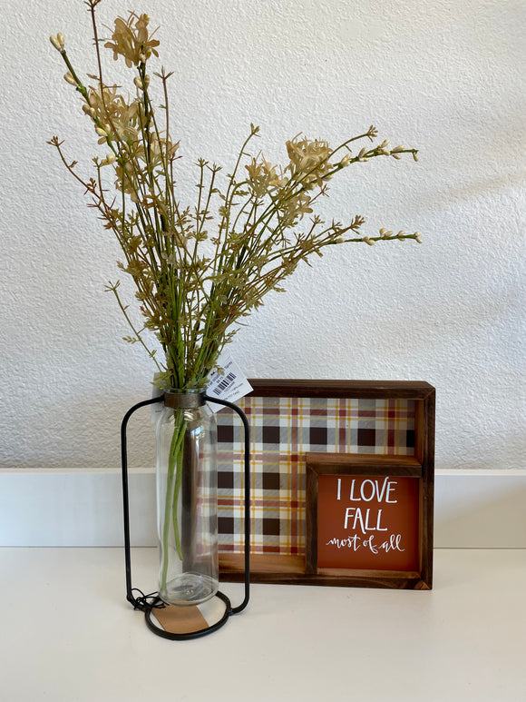 I Love Fall Plaid Accent Sign
