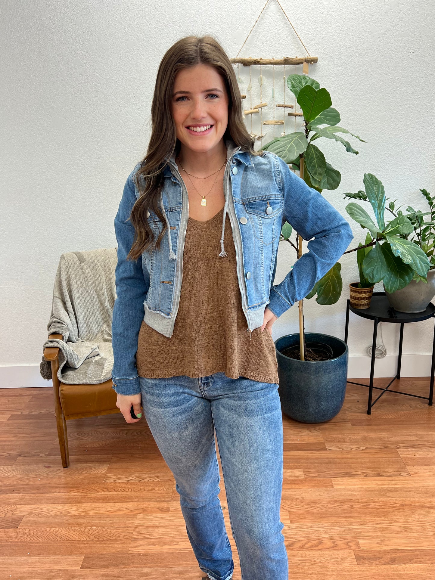 Easy Does It Denim Jacket with Hoodie Terra Cottage
