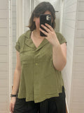 Olive Relaxed Fit Button Blouse