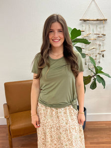 Twisted Hem Olive Tee