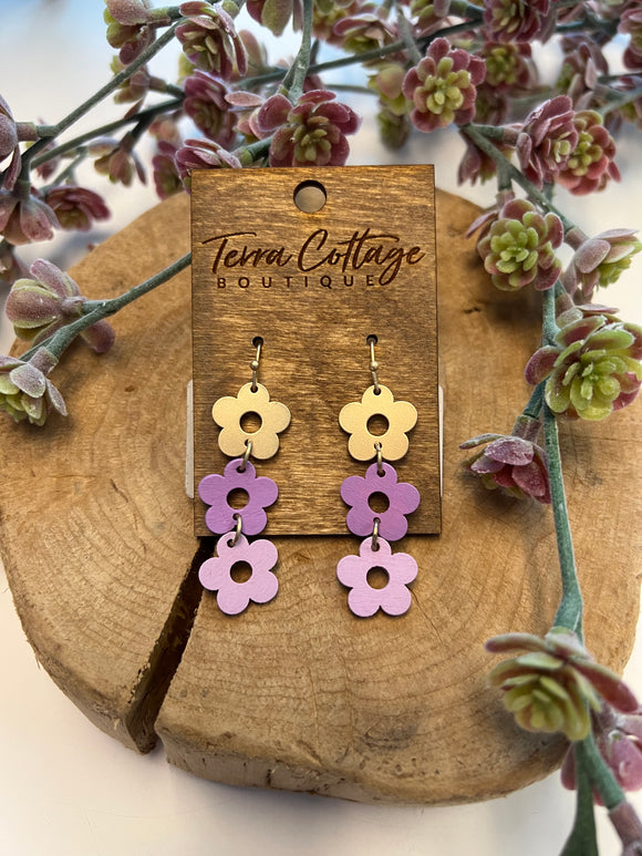 Lavender Tiered Flower Earrings
