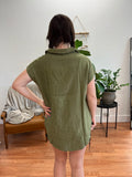 Olive Relaxed Fit Button Blouse