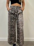 Charcoal Satin Flowy Pants