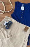 Khaki Linen Woven Pants