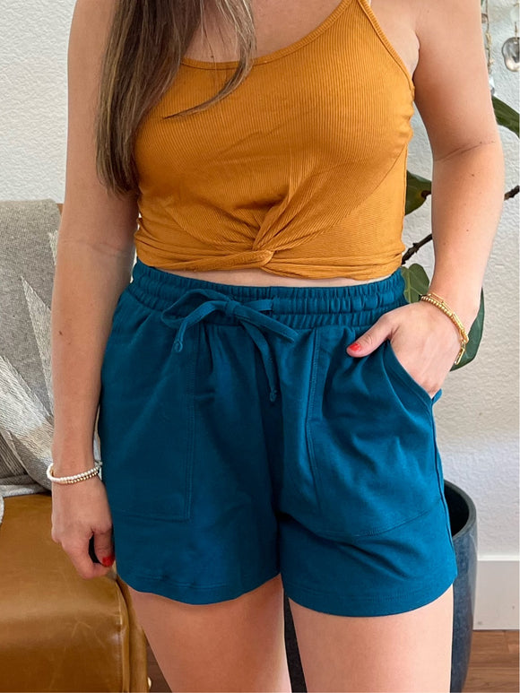 Teal Cotton Comfy Shorts