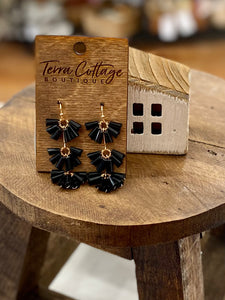 Black Tiered Glass Bead Earrings