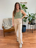 Khaki Linen Woven Pants