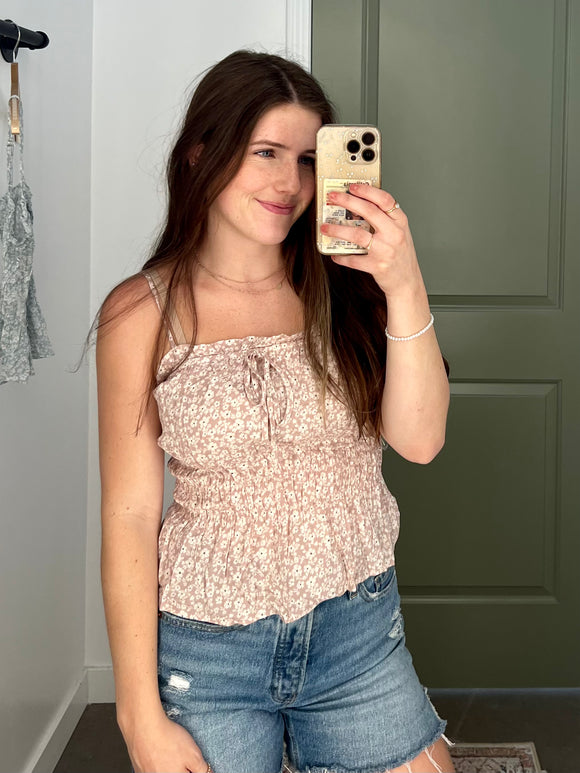 Mocha Floral Peplum Cami