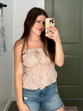 Mocha Floral Peplum Cami
