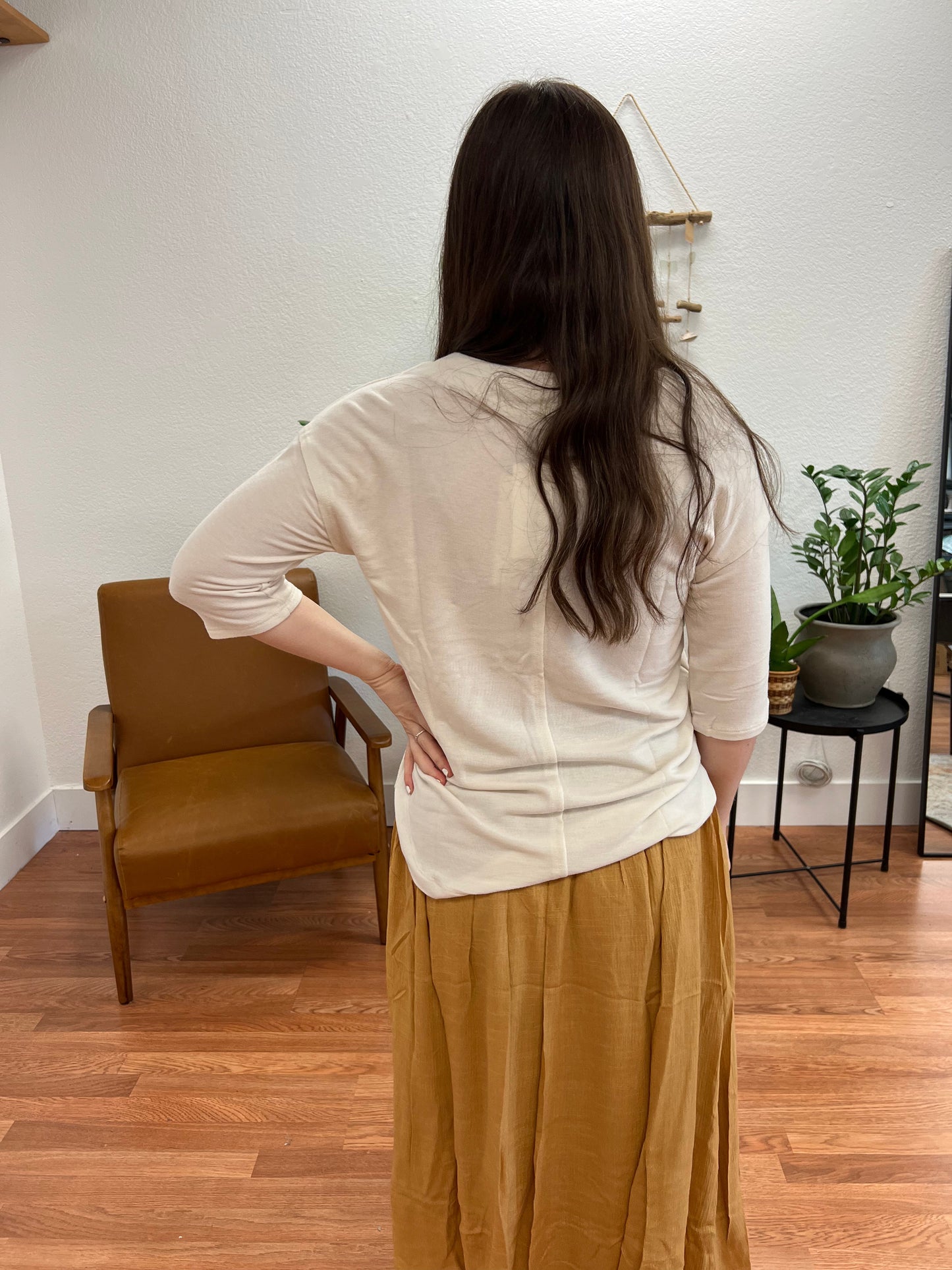 Oatmeal Brushed Half Sleeve Pullover