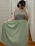 Sage Pleated Midi Skirt
