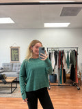 Dark Green Ribbed Dolman Sweater