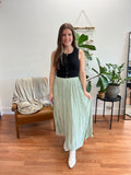 Sage Pleated Midi Skirt