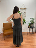 Ash Grey Smocked Tiered Maxi Dress