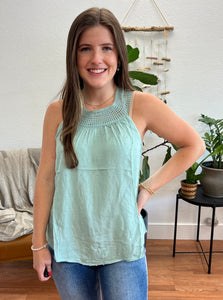 Mint Eyelet Detail Tank