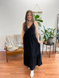 Black Woven Maxi Dress