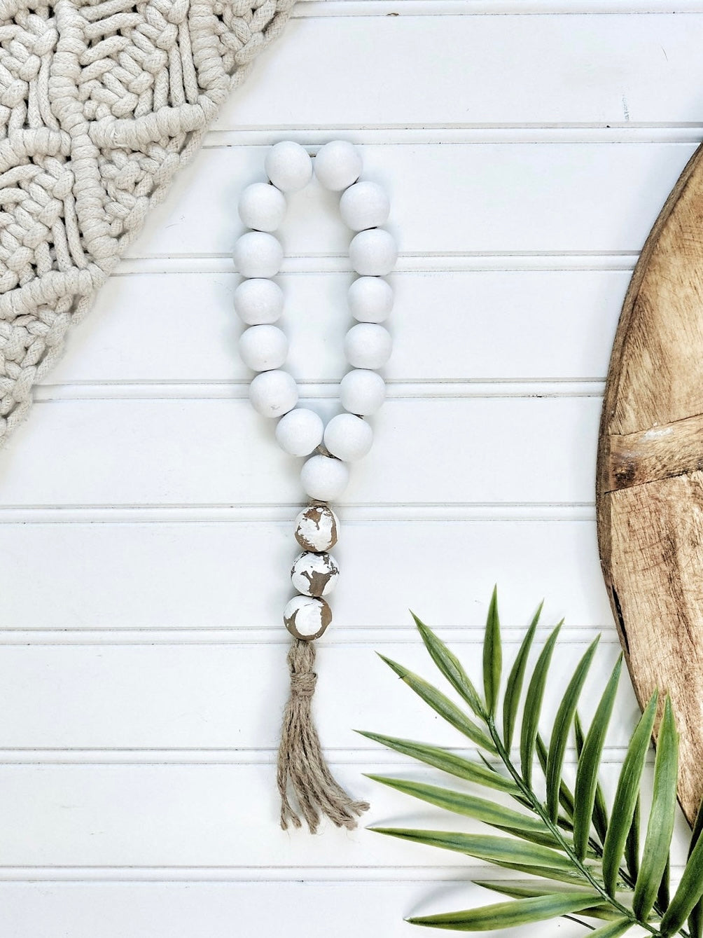 White and Chippy White  Bead Loop - Terra Cottage