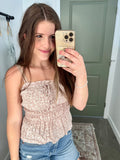 Mocha Floral Peplum Cami