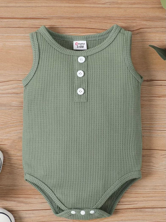 Green Henley Baby Onesie