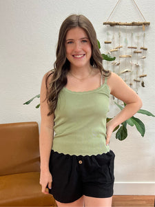 Olive Scalloped Knit Cami