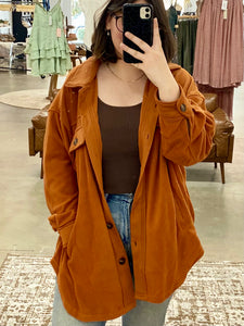 Rust Cozy Fleece Shacket