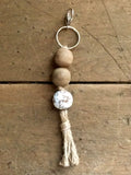 Stained Wood and Chippy White Keychain - Terra Cottage