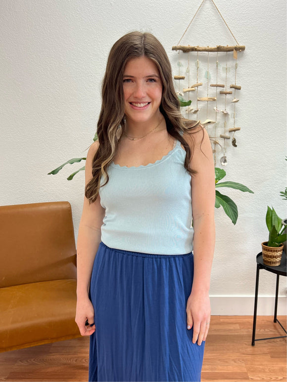 Blue Scalloped Knit Cami