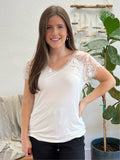 Ivory Dainty Lace Sleeve Top