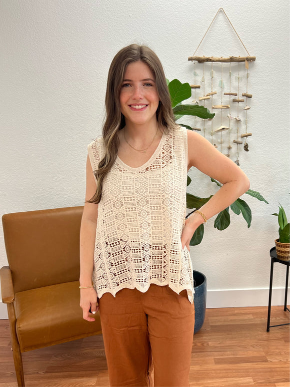 Crochet V Neck Tank