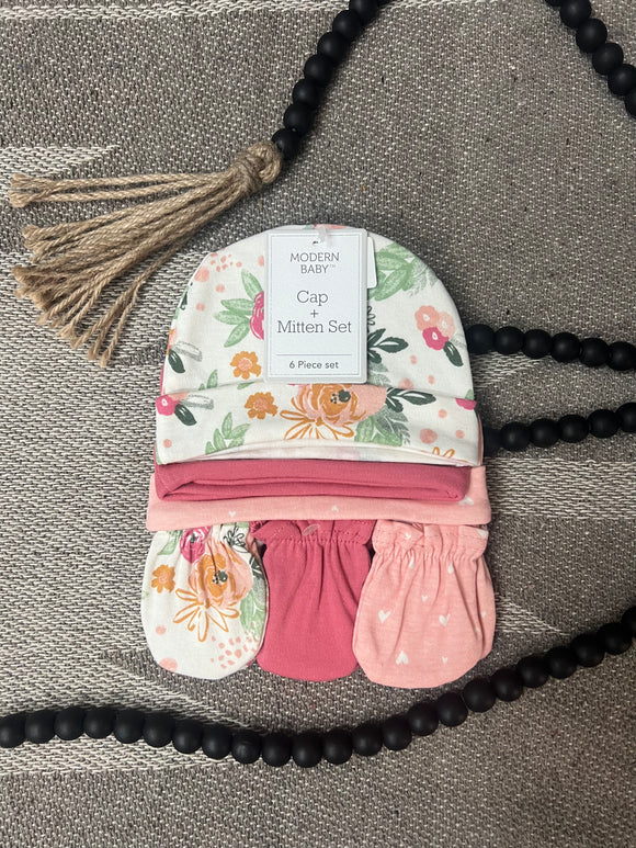 Modern Floral Baby Caps & Mittens