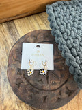 Checkered Flower Huggies Earrings