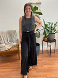 Black Tie Detail Flowy Pants