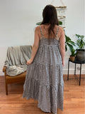 Day Trip Black Gingham Midi Dress