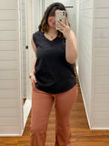 Grey Linen Frayed Edge Tank