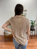 Taupe Breezy Button Front Top
