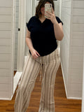 Mocha Striped Linen Pants