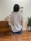 Blue Striped Button Up Blouse